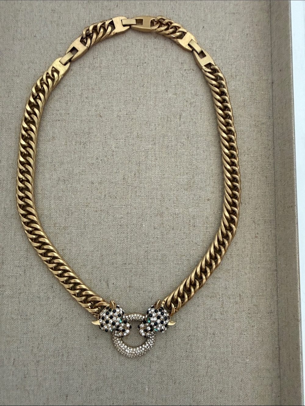 Stella & Dot Roar Lion Gold Crystal-Embellished Link Necklace - Picture 6 of 10